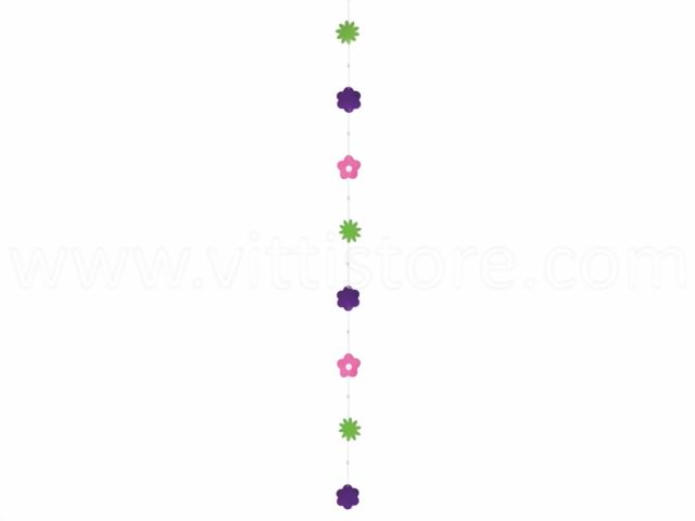 Bild von Muschelkette Blumen grün-lila-pink